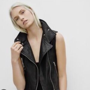 💯 lambskin leather moto vest